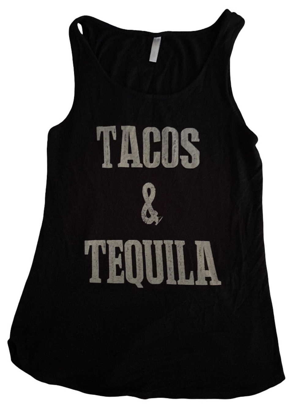 Source Unknown Black Tank Top with White 'TACOS & TEQUILA' Graphic